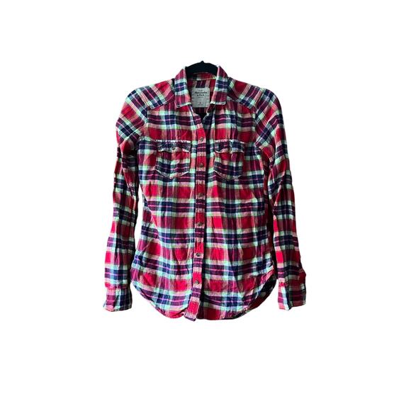 Abercrombie & Fitch Women's Check Button Up Shirt Long Sleeve Multicolor SZ XS - Picture 1 of 8